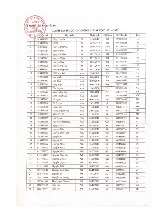 DANH SaCH HOC SINH KHoI 6 N  M HOC 2021   2022 a892c0e4cb page 001